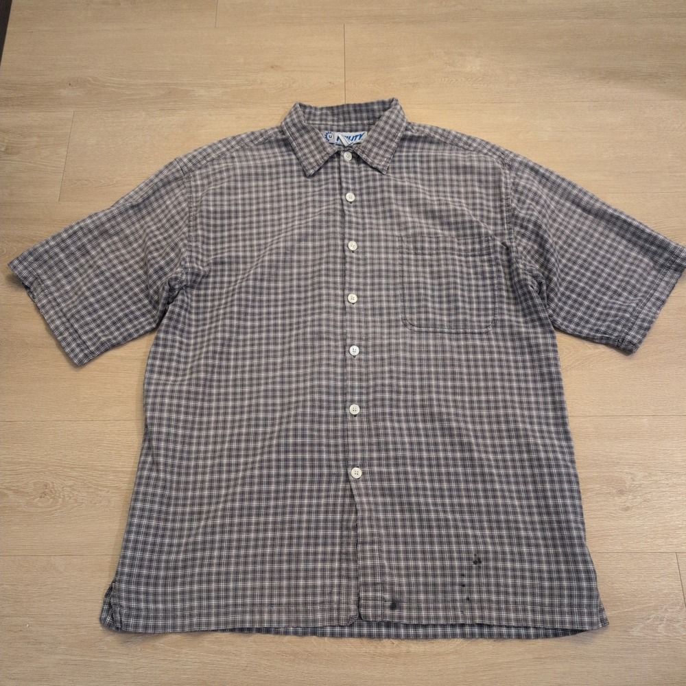Y2K Utility Men Large Checkered Button Down Shirt Skater Grunge Gingham